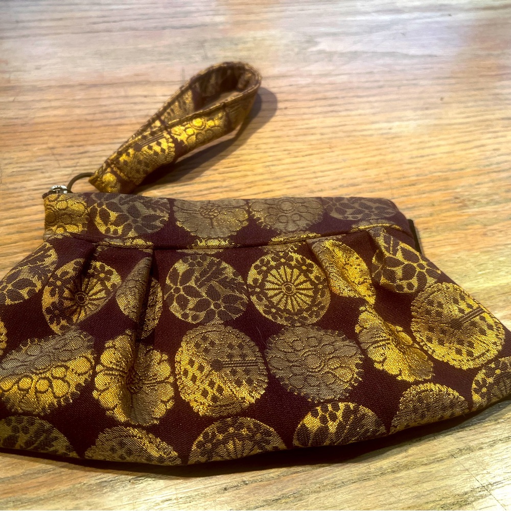 Elegant Gold and Burgundy Clutch/makeup bag, Maruca made in Boulder CO